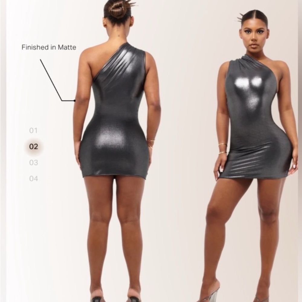 Coucoo One-Shoulder Metallic Dress